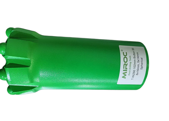 T-WIZ60 de 102 mm con rosca y botón de perforación de roca