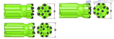 Brocas verdes R38 de la explotación minera esféricas/diámetro balístico 64 - 89m m de los botones